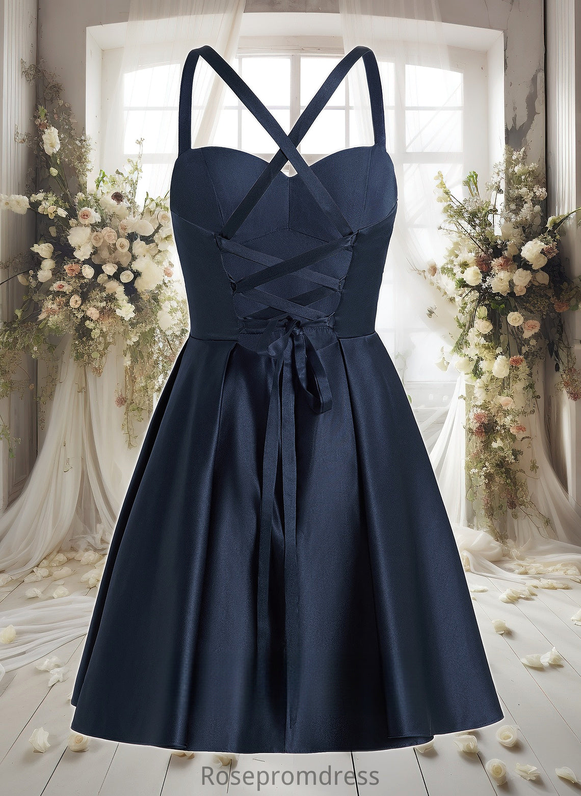 Kaylen A-line Sweetheart Short Satin Homecoming Dress With Pleated DSP0025673