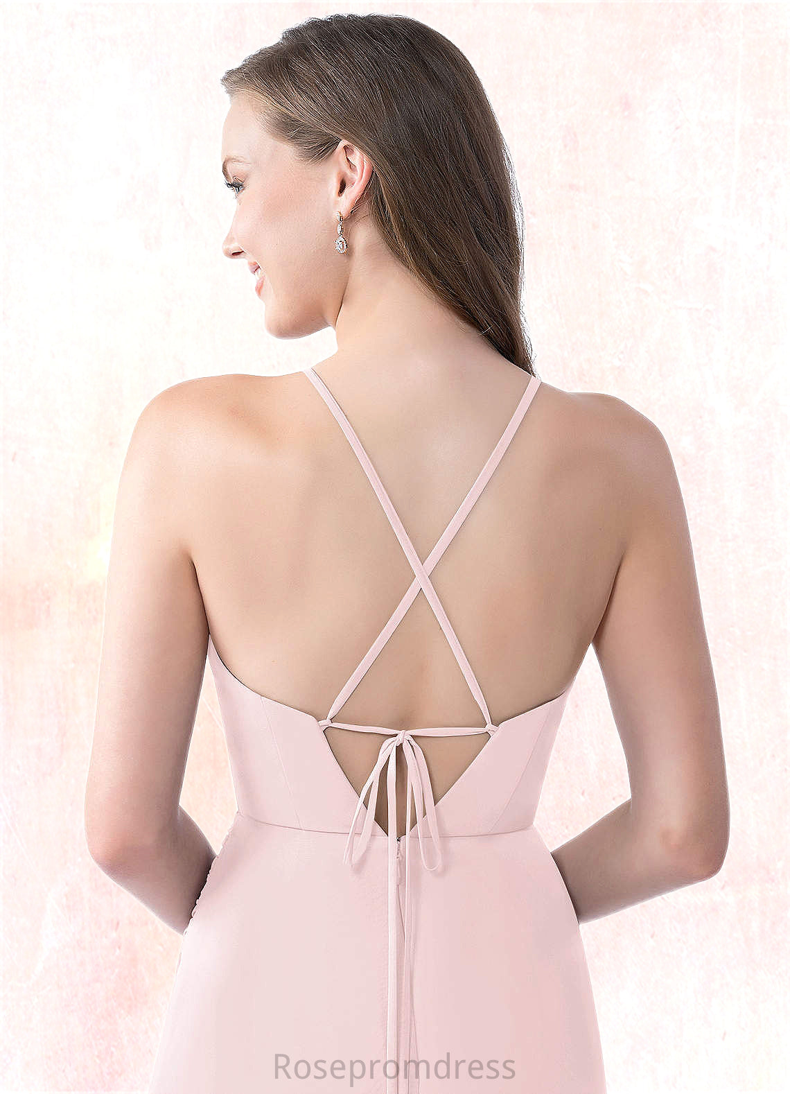 Paulina A-Line Pleated Chiffon Floor-Length Dress SRSP0019761