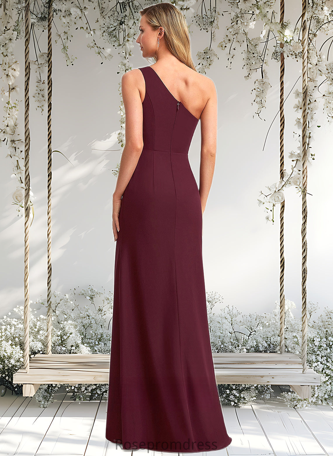 Kaylynn A-line One Shoulder Floor-Length Chiffon Bridesmaid Dress DSP0025756
