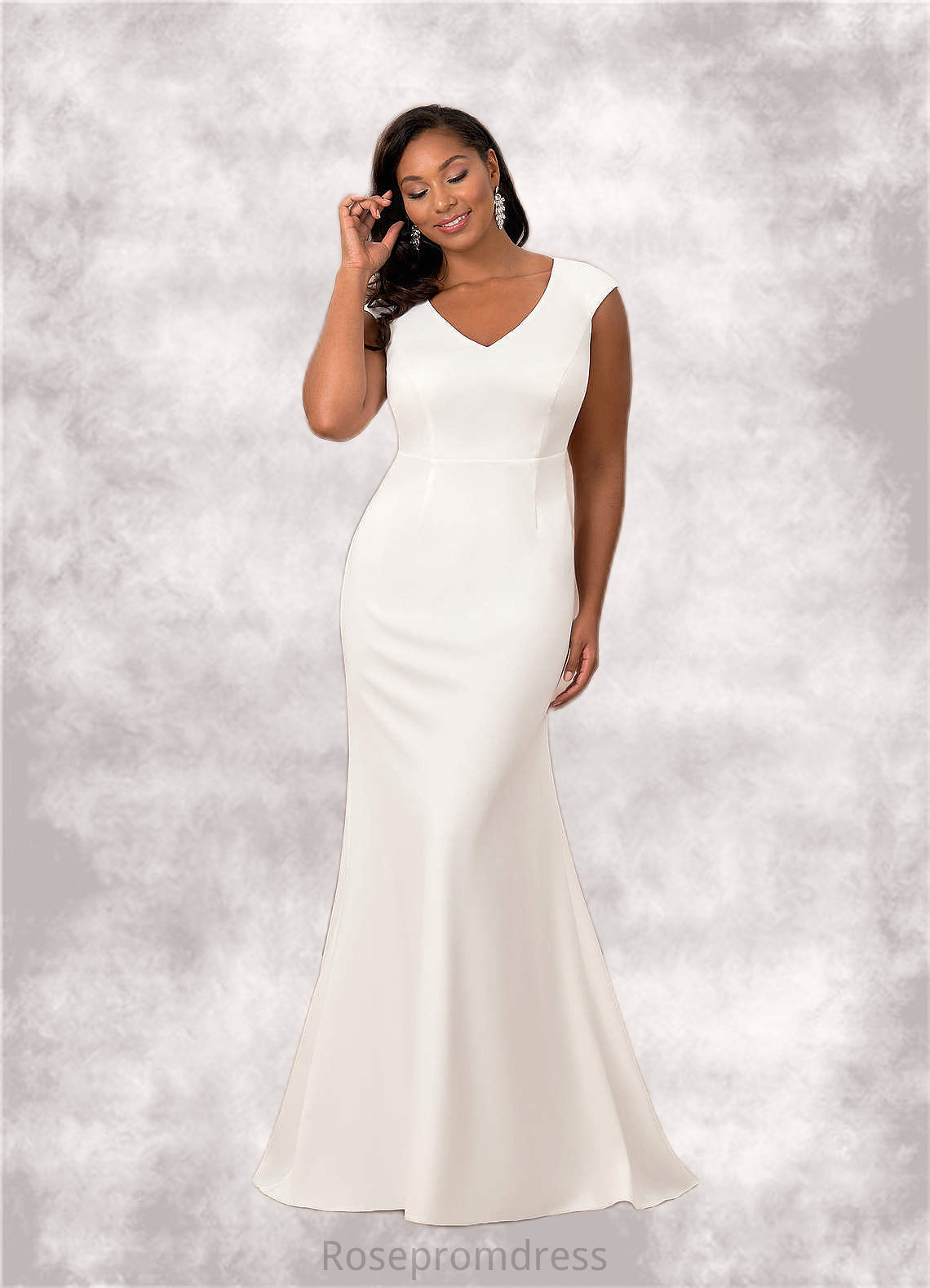Willa Mermaid Stretch Crepe Sweep Train Dress SRSP0020101