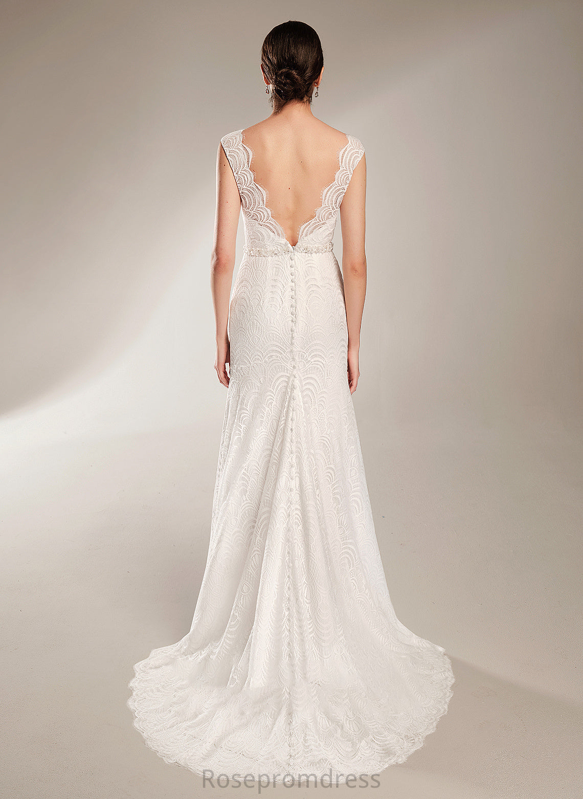 Sequins Sheath/Column Court Train Katrina Wedding Scoop Dress Beading Wedding Dresses Neck With