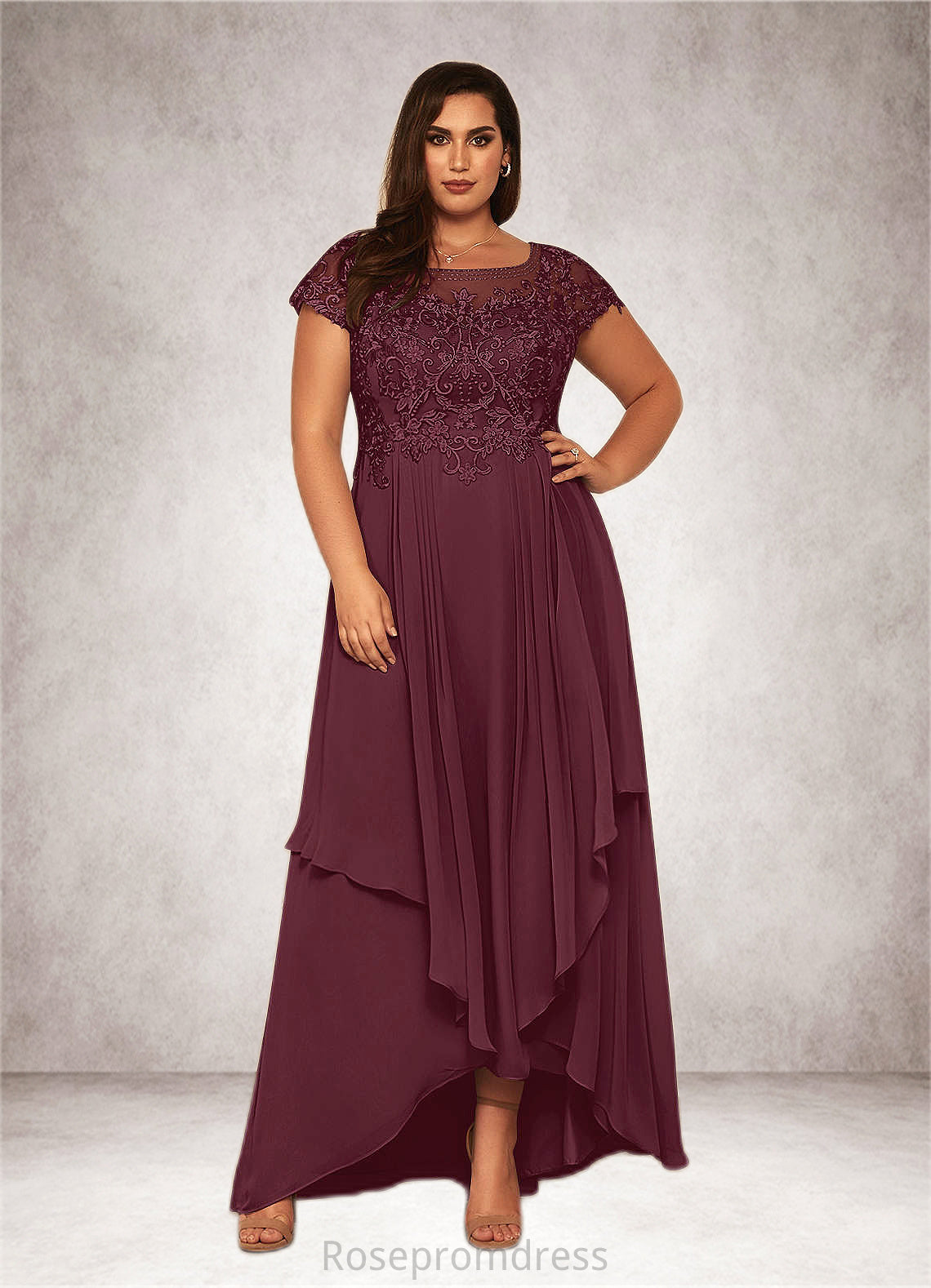 Amanda A-Line Lace Asymmetrical Dress SRSP0019870