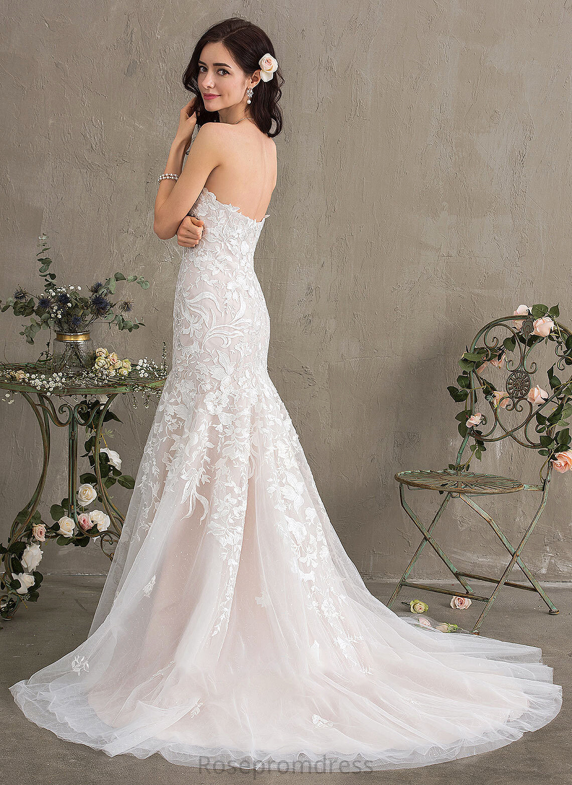 Court Sweetheart Tulle Amara Wedding Dresses Lace Train Dress Wedding Trumpet/Mermaid