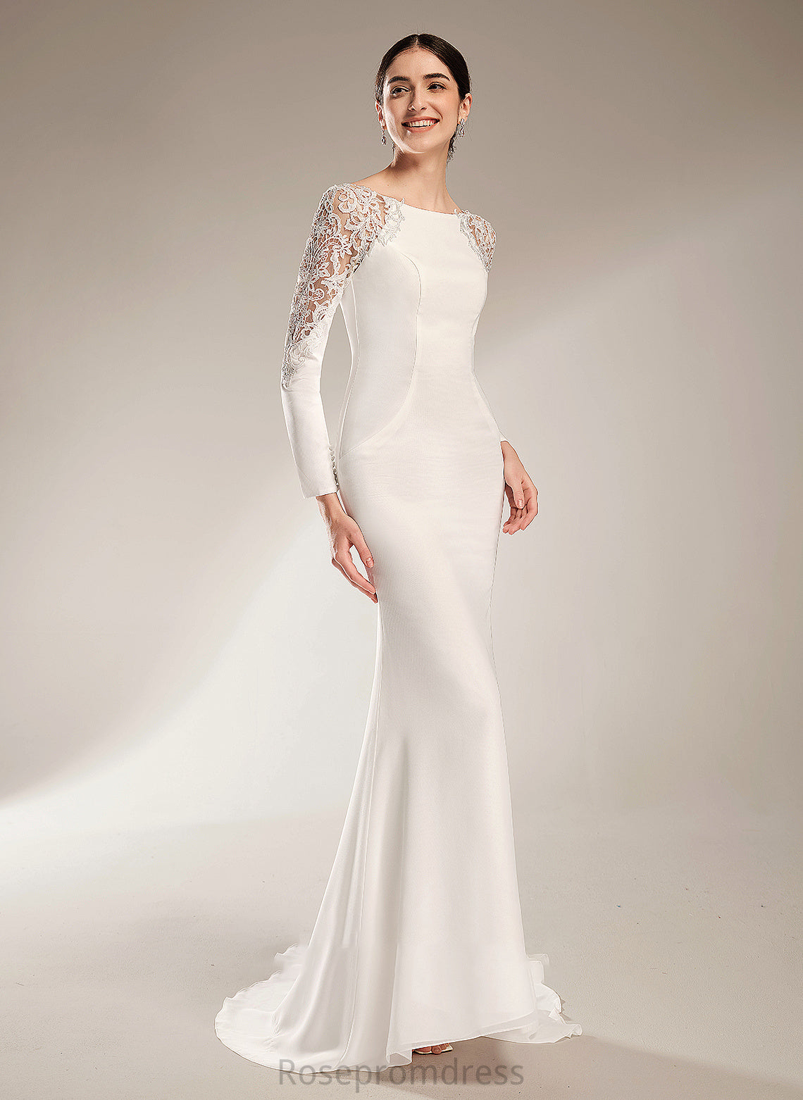 Dress Train Trumpet/Mermaid Wedding Neck Wedding Dresses With Kelsey Court Scoop Lace