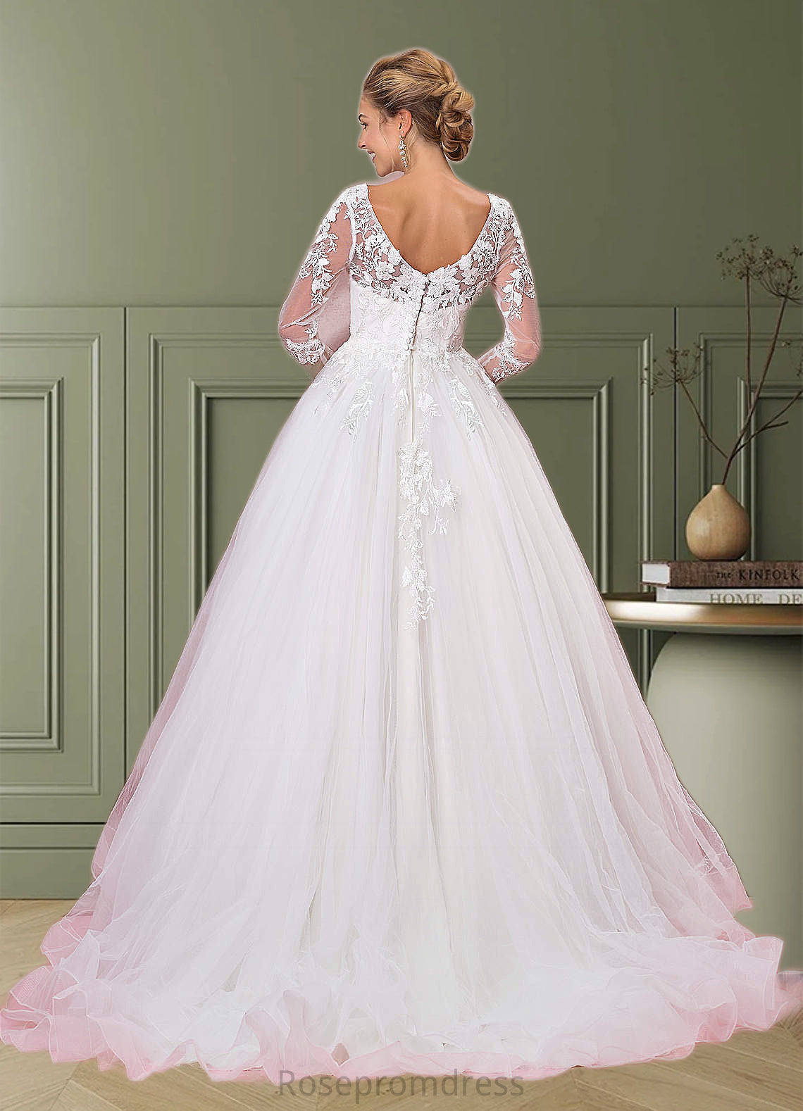 Natalie A-Line Sequins Tulle Chapel Train Dress SRSP0020096