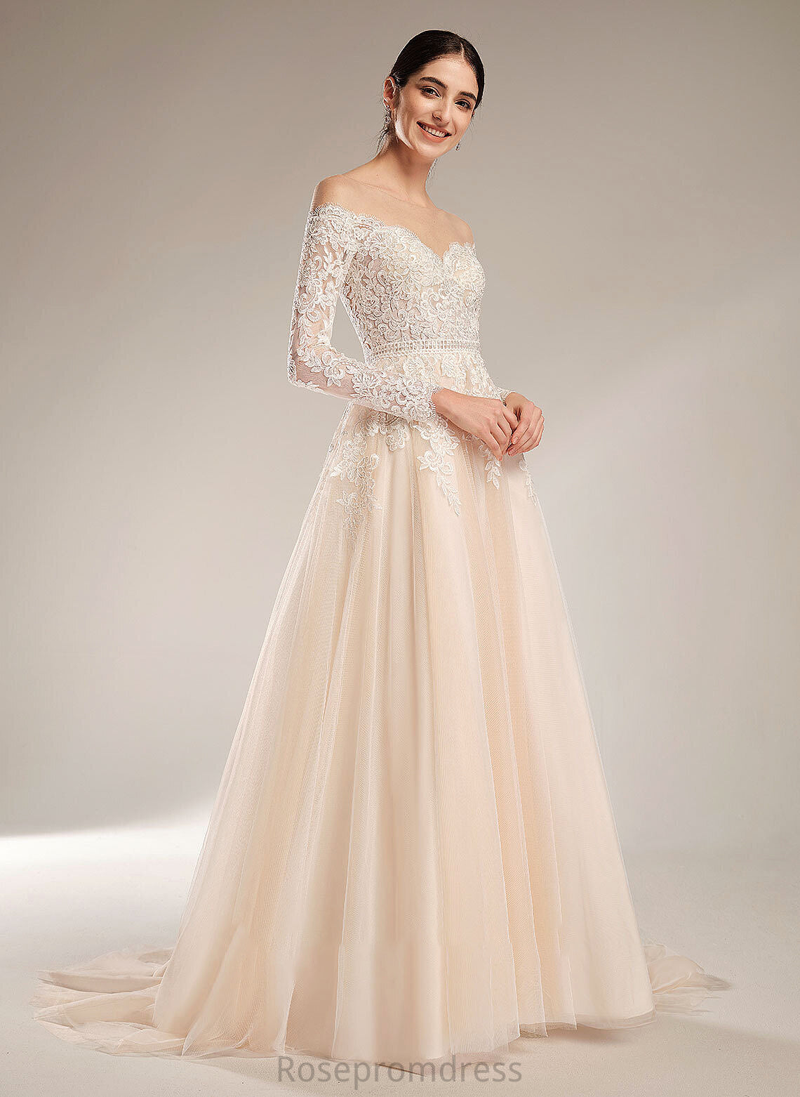 Dress Ball-Gown/Princess Wedding Dresses Raquel Train With Illusion Wedding Sequins Chapel