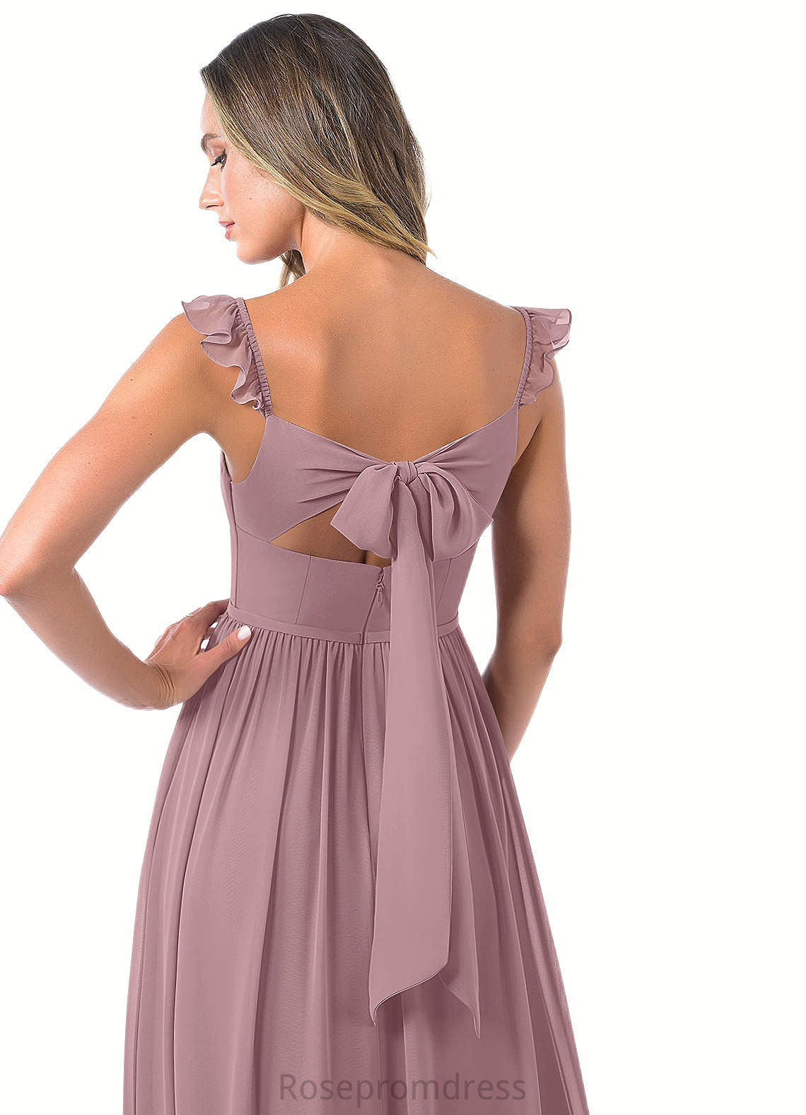 Araceli A-Line Ruched Chiffon Floor-Length Dress SRSP0019625