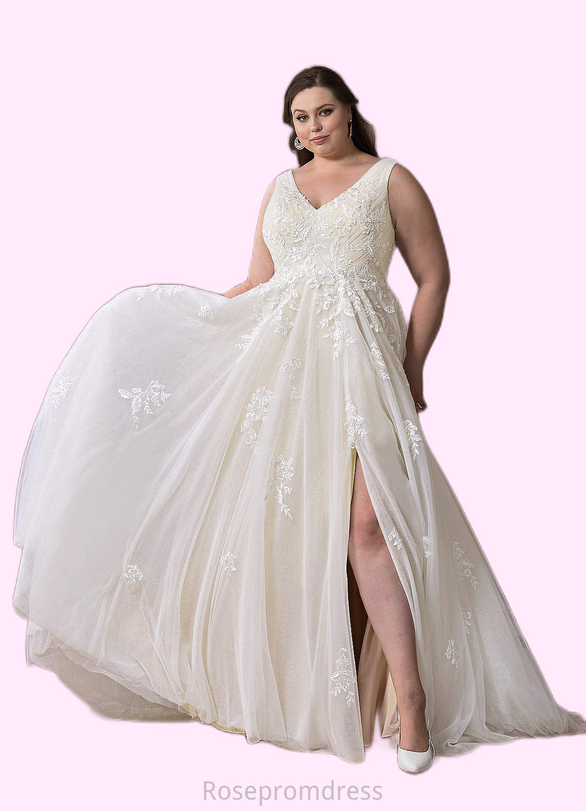 Kinsley A-Line Sequins Tulle Chapel Train Dress SRSP0020048