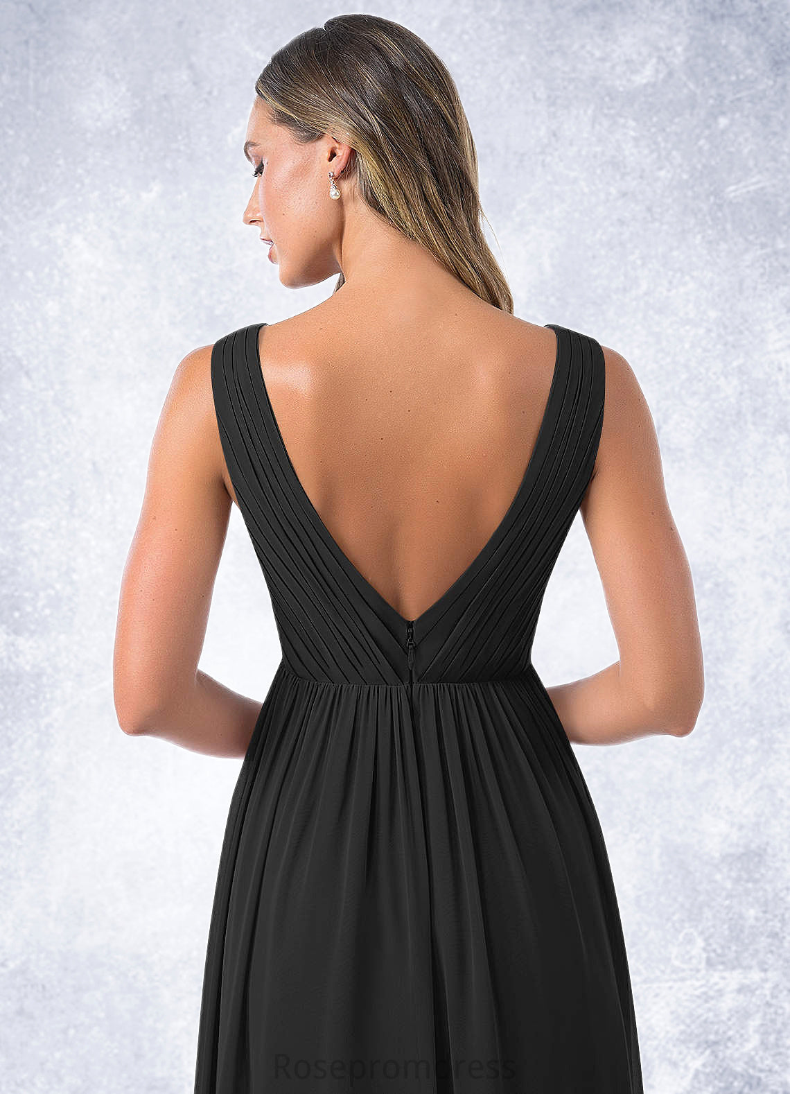 Libby A-Line Pleated Chiffon Floor-Length Dress SRSP0019618