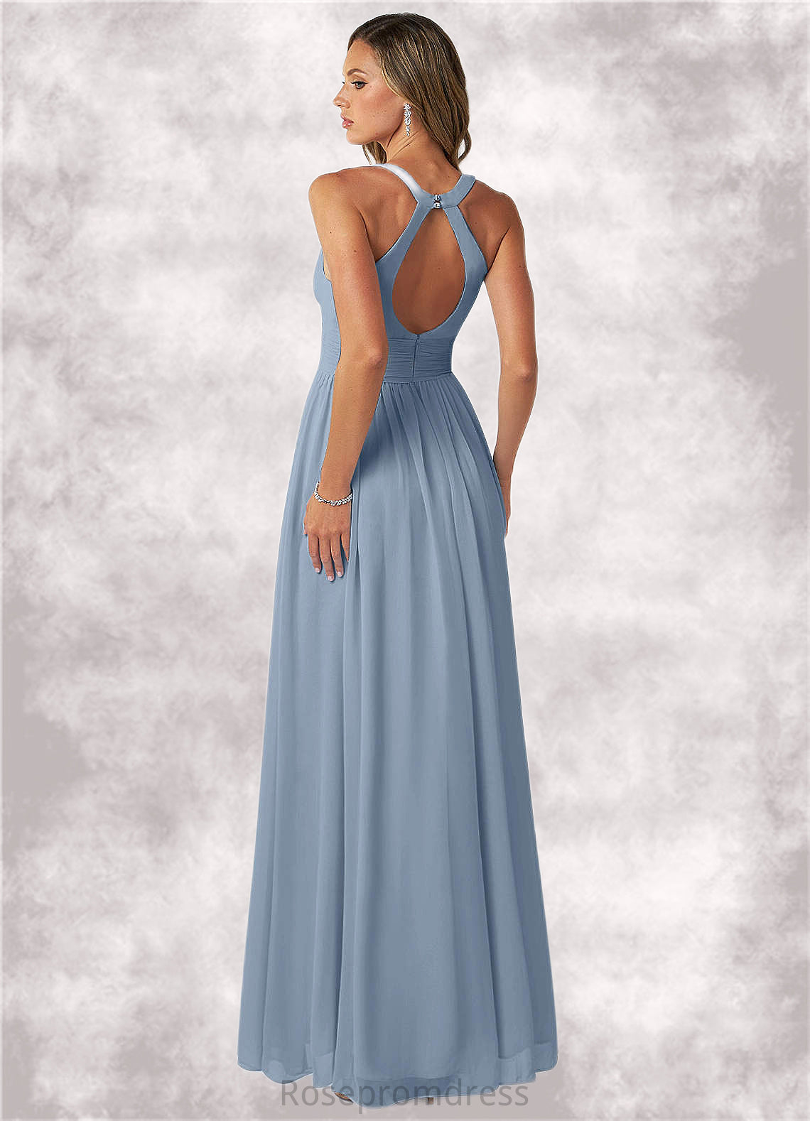 Mattie A-Line Pleated Chiffon Floor-Length Dress SRSP0019735
