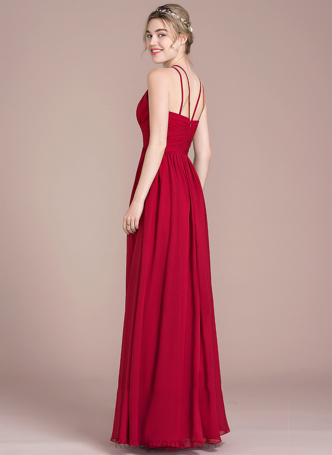 Neck Chiffon Floor-Length Ruffle Prom Dresses Jeanie Scoop With A-Line