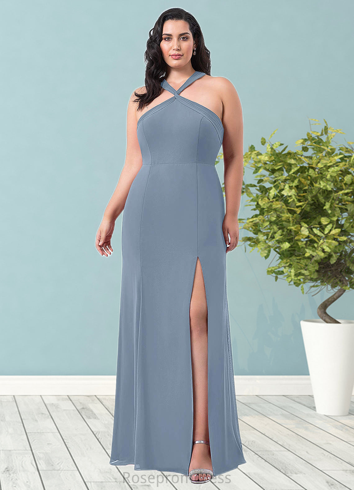 Kennedi A-Line Pleated Chiffon Floor-Length Dress SRSP0019607