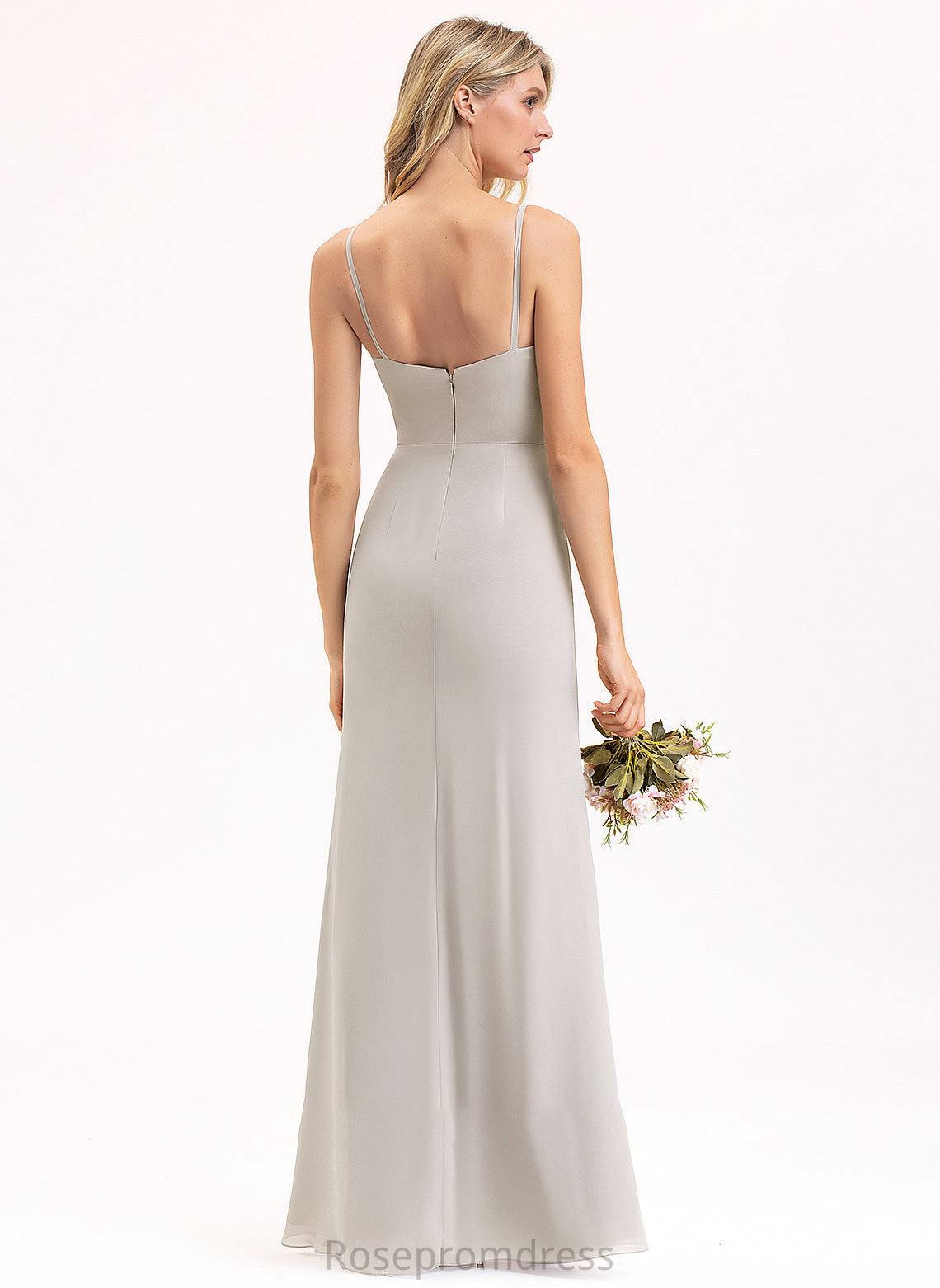 Straps Silhouette Sheath/Column Fabric Neckline Floor-Length SquareNeckline Length Miah Bridesmaid Dresses