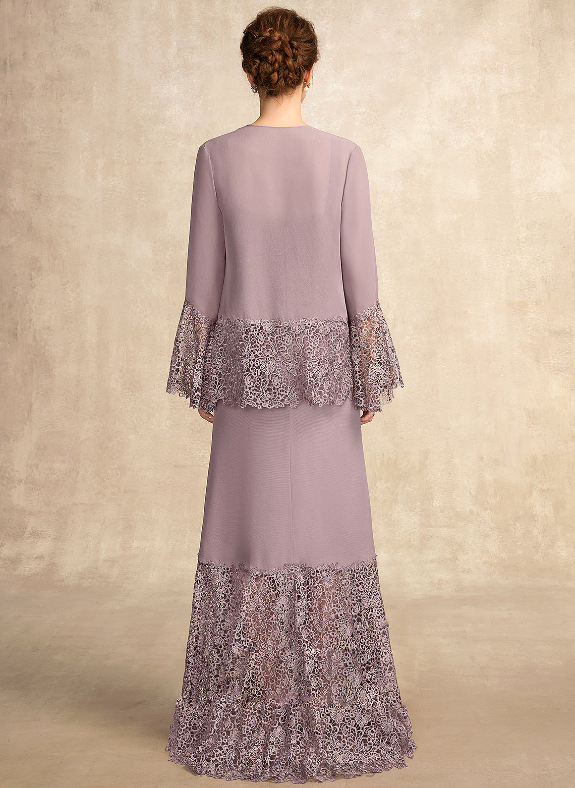 Mother Lace Square Mckenna Trumpet/Mermaid Chiffon Bride Dress of Asymmetrical the Mother of the Bride Dresses Neckline