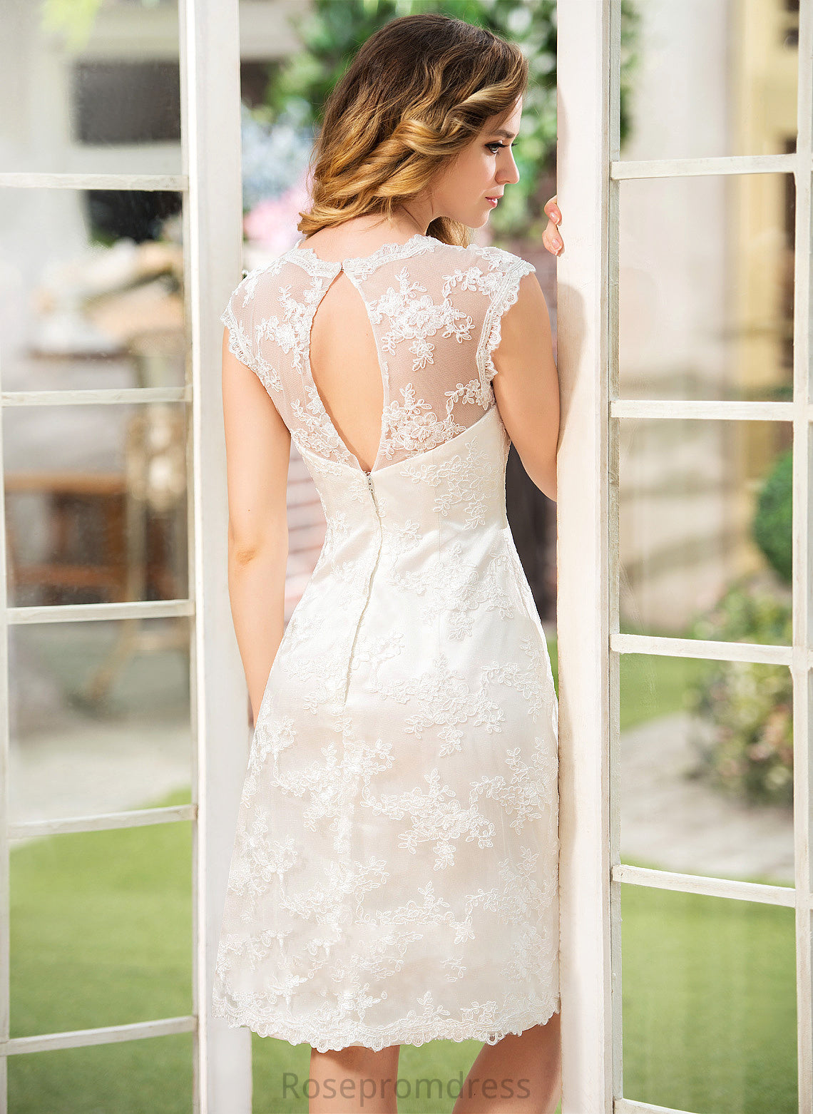 Knee-Length Dress A-Line Sophia Wedding Dresses Scoop Wedding Neck Lace