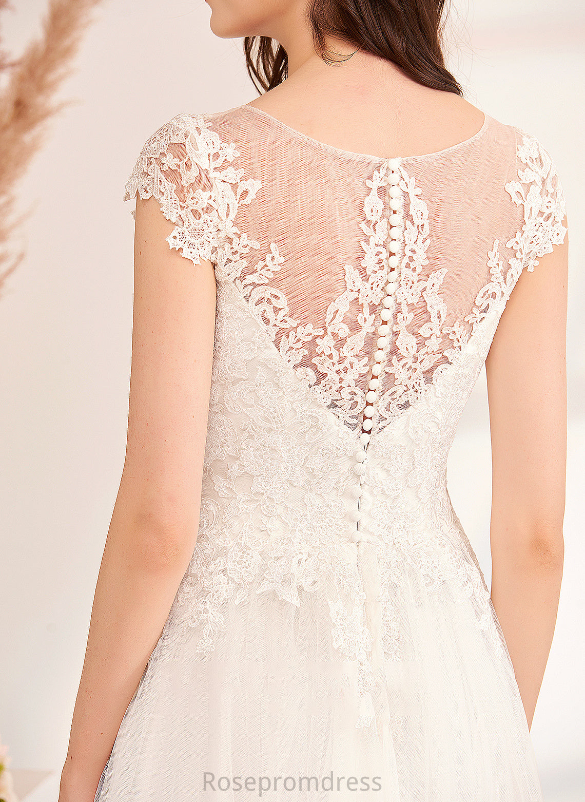 Lace Ball-Gown/Princess Illusion Floor-Length Wedding Wedding Dresses With Dress Sarah