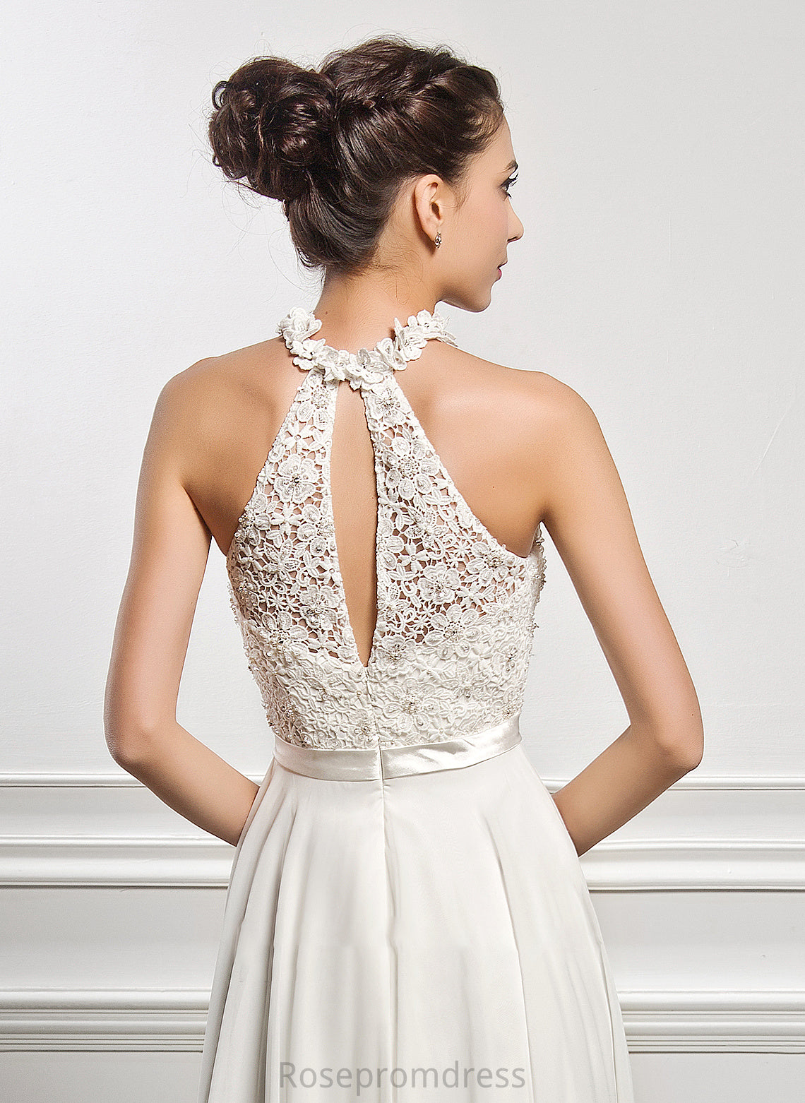 Chiffon Scoop A-Line With Sequins Dress Wedding Dresses Nylah Neck Beading Floor-Length Wedding