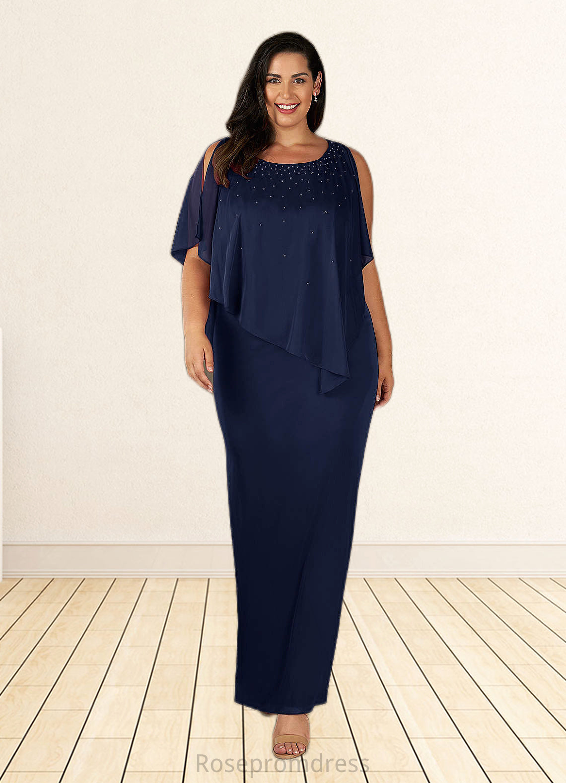 Chloe Sheath Beaded Mesh Floor-Length Dress SRSP0019856