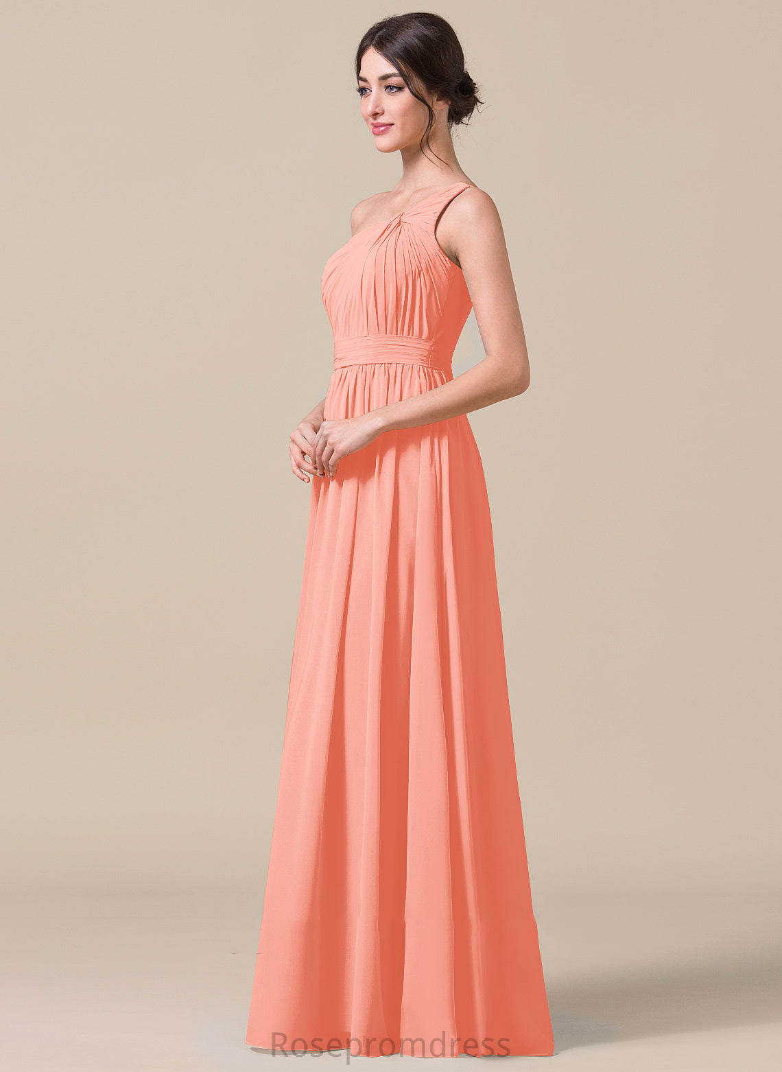 Neckline One-Shoulder Ruffle Length Fabric A-Line Silhouette Floor-Length Embellishment Destiny Natural Waist Floor Length Bridesmaid Dresses