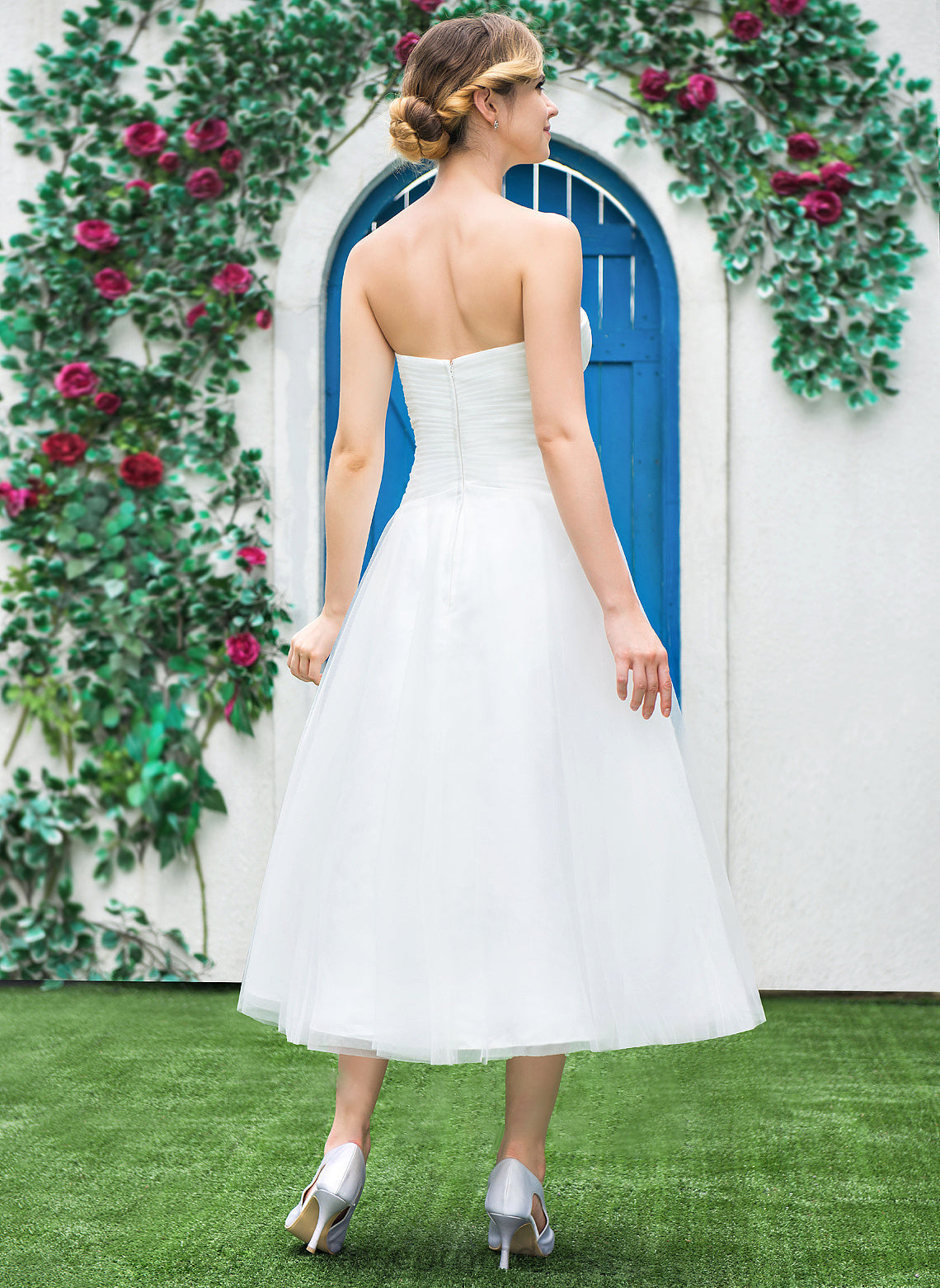 Dress Tea-Length With Wedding Sweetheart A-Line Wedding Dresses Marin Ruffle Tulle