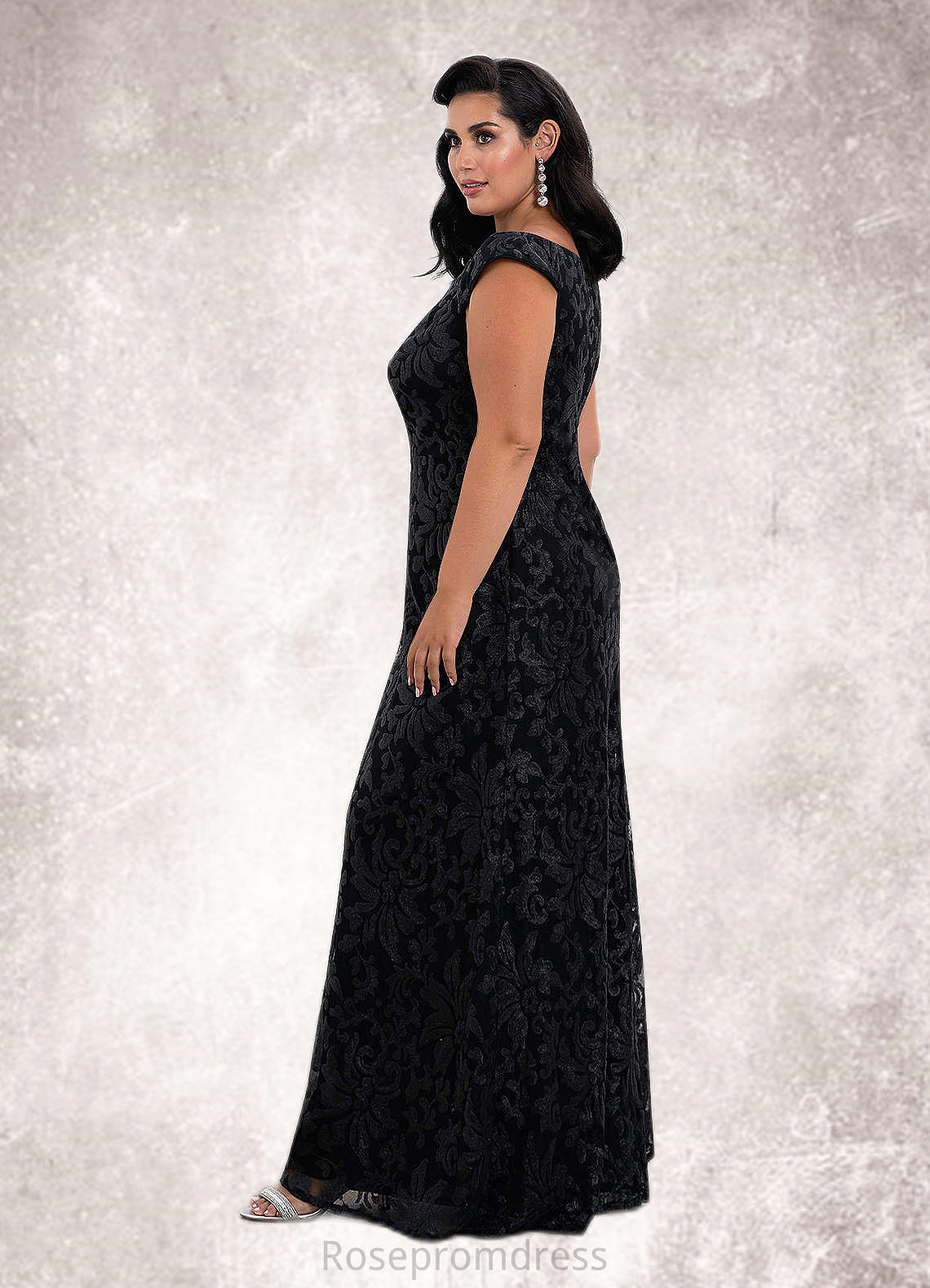 Bethany A-Line Off the Shoulder Lace Floor-Length Dress SRSP0019854