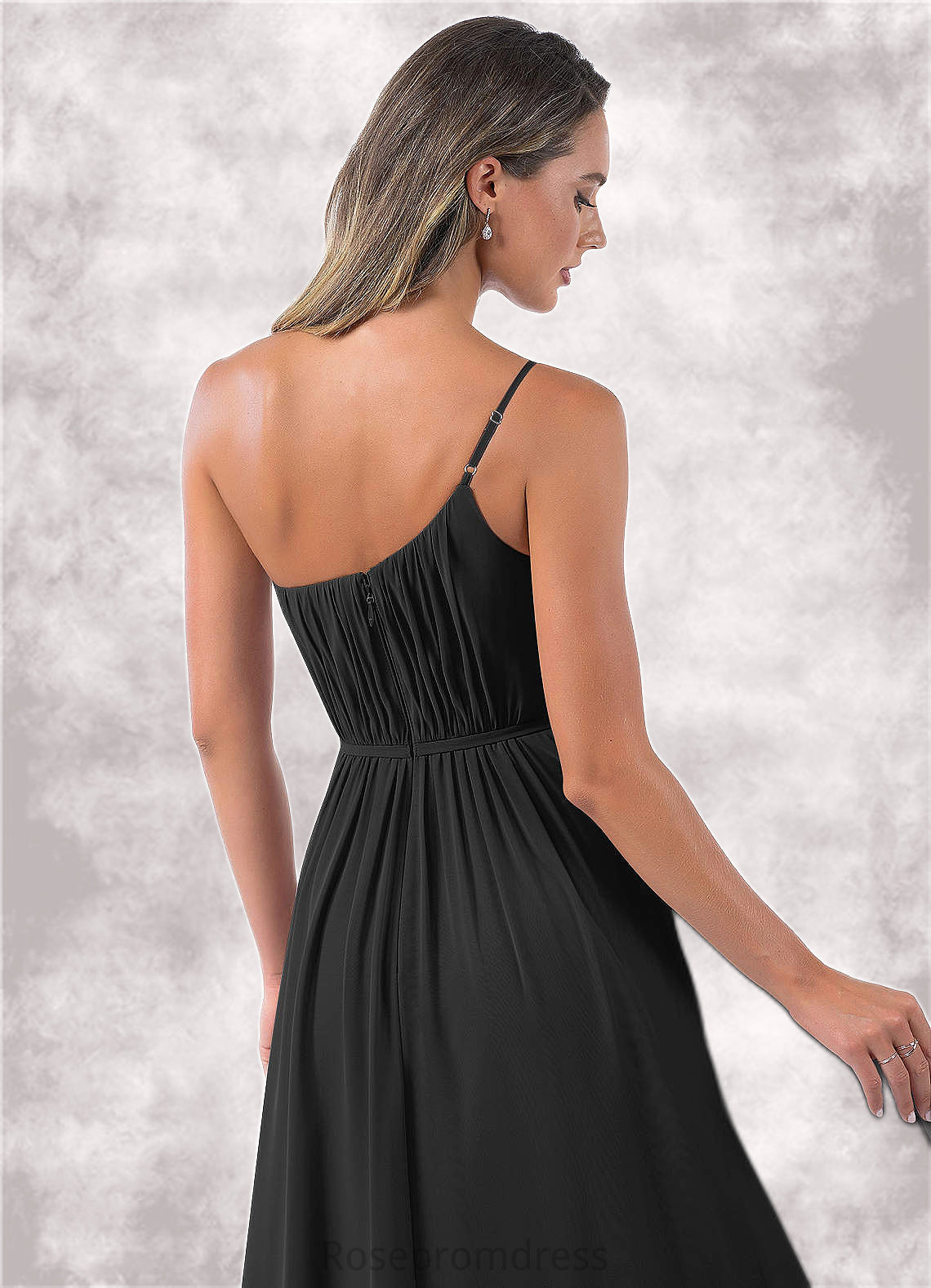 Quintina A-Line One Shoulder Chiffon Floor-Length Dress SRSP0019659