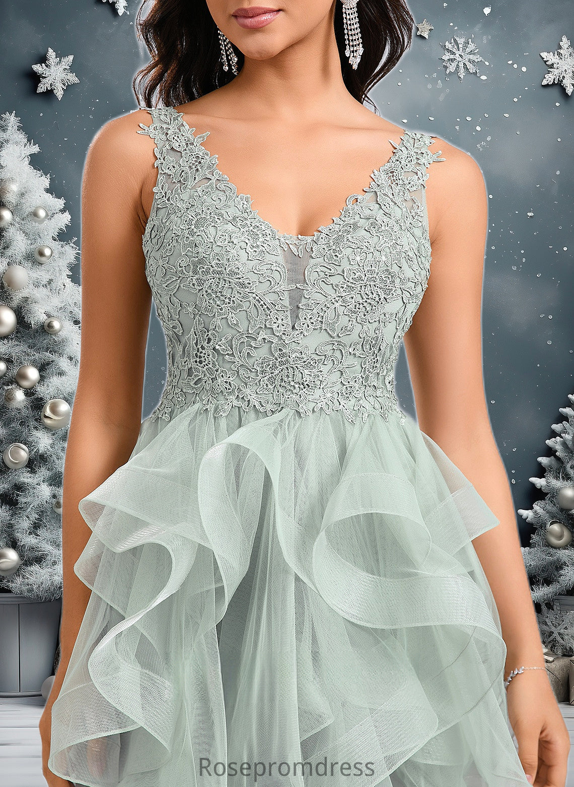 Libby Ball-Gown/Princess V-Neck Short Tulle Lace Homecoming Dress DSP0025671