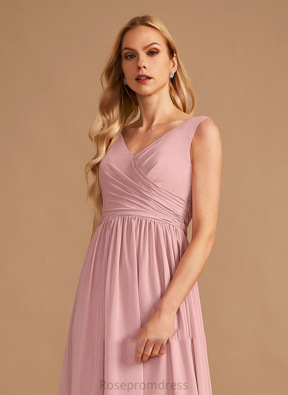 Bow(s) Neckline Ruffle V-neck Silhouette Embellishment Fabric A-Line Length Floor-Length Dylan Bridesmaid Dresses