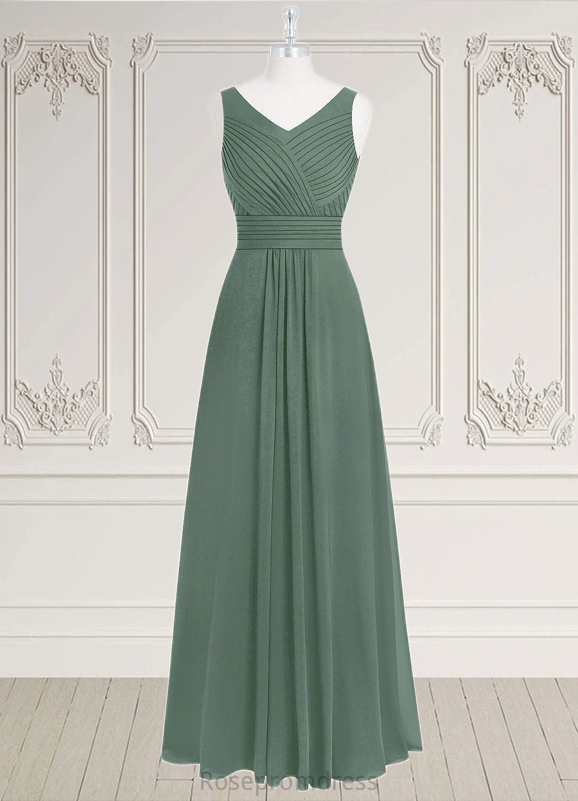 Allison A-Line Pleated Chiffon Floor-Length Dress SRSP0019658