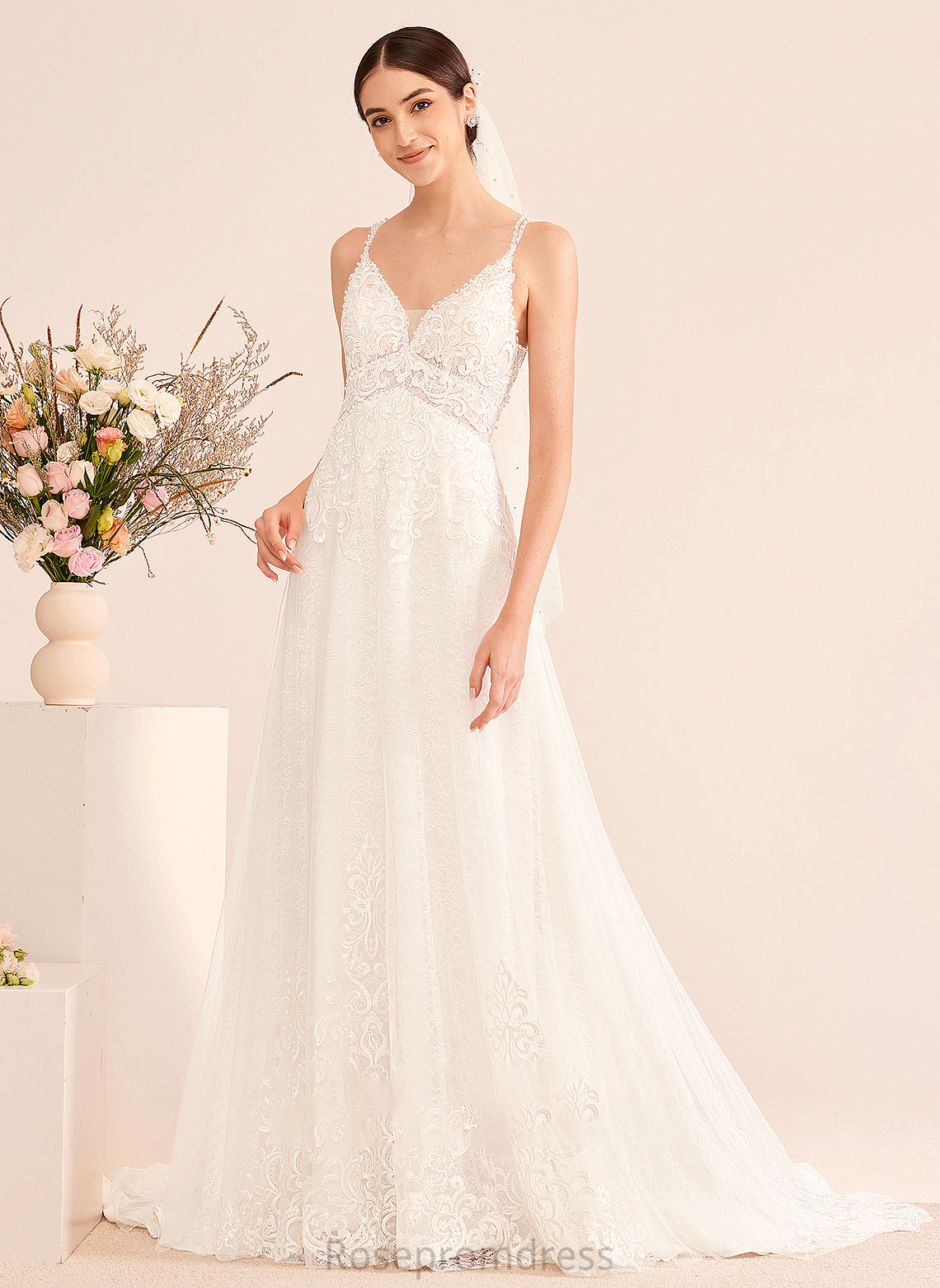 Court Wedding Dresses Dress Beading Nicole V-neck A-Line Wedding With Train