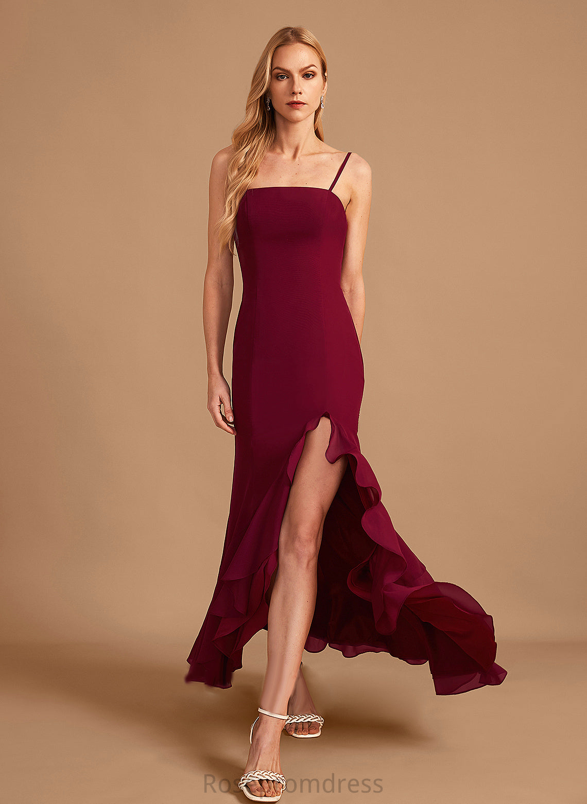 Floor-Length Trumpet/Mermaid Silhouette Neckline Straps&Sleeves Square Length Fabric Miah Bridesmaid Dresses