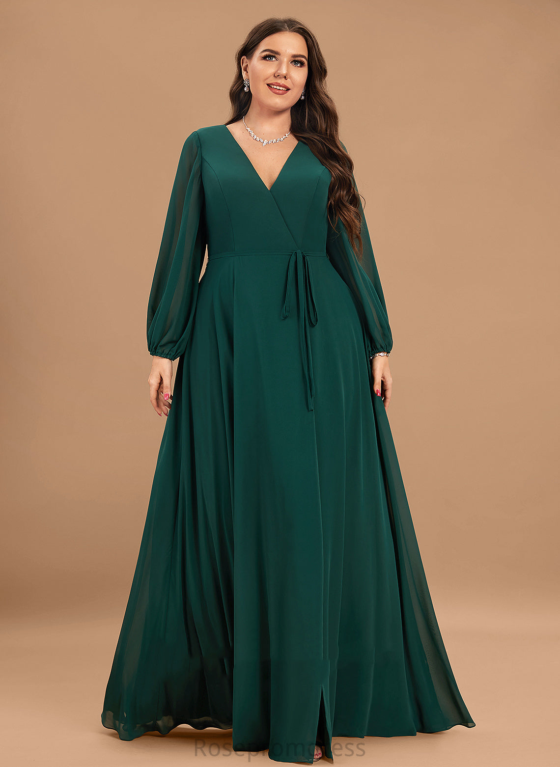 Neckline Embellishment V-neck Floor-Length Fabric Length Silhouette A-Line SplitFront Olive Bridesmaid Dresses