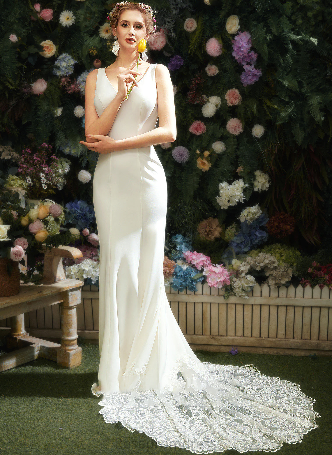 Dress Lace Chapel Rachel With Wedding Dresses V-neck Wedding Train Trumpet/Mermaid