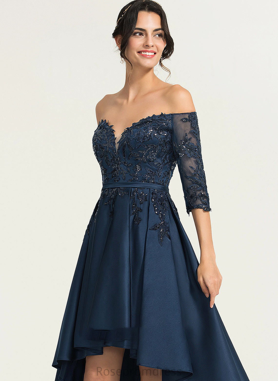 Off-the-Shoulder Prom Dresses Sequins Aliza Ball-Gown/Princess With Asymmetrical Satin