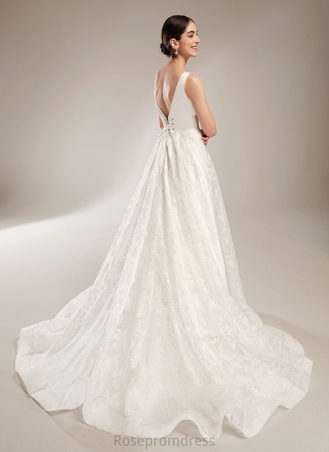 Chapel Wedding Dresses V-neck Ball-Gown/Princess Train Dress Aiyana Wedding
