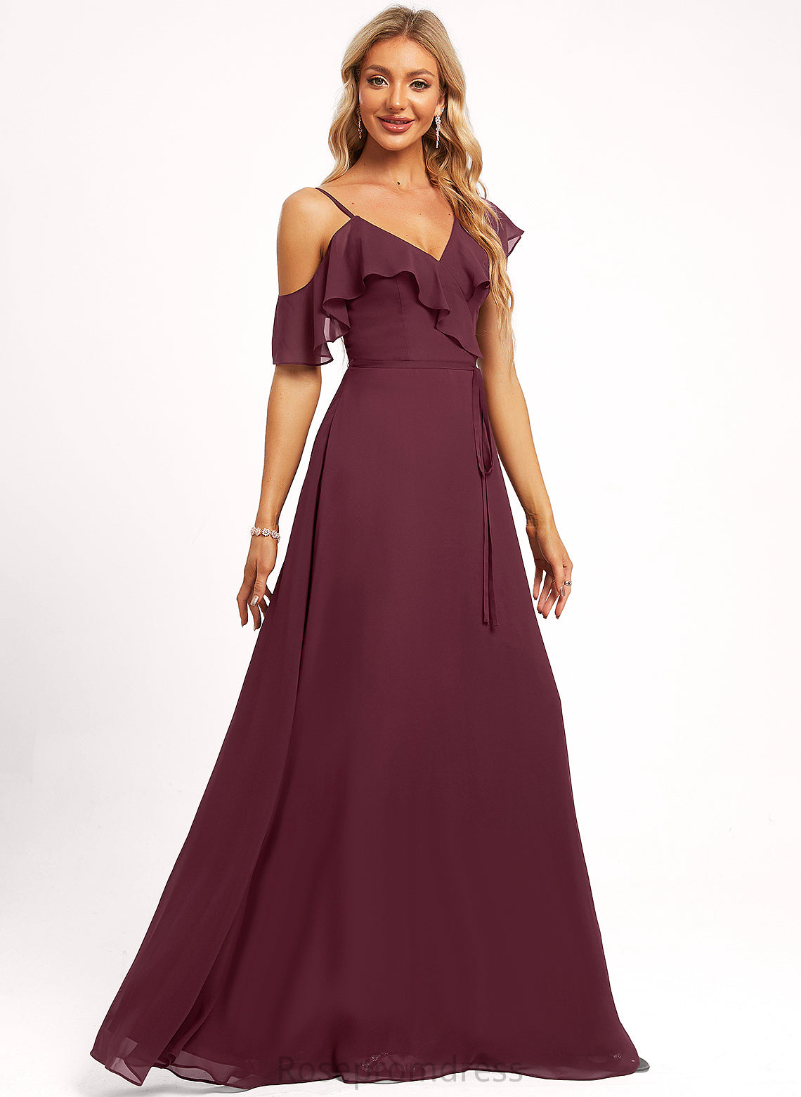 Silhouette Length Floor-Length Straps&Sleeves Neckline Asymmetrical V-Neck Fabric A-line Mallory Scoop A-Line/Princess Bridesmaid Dresses