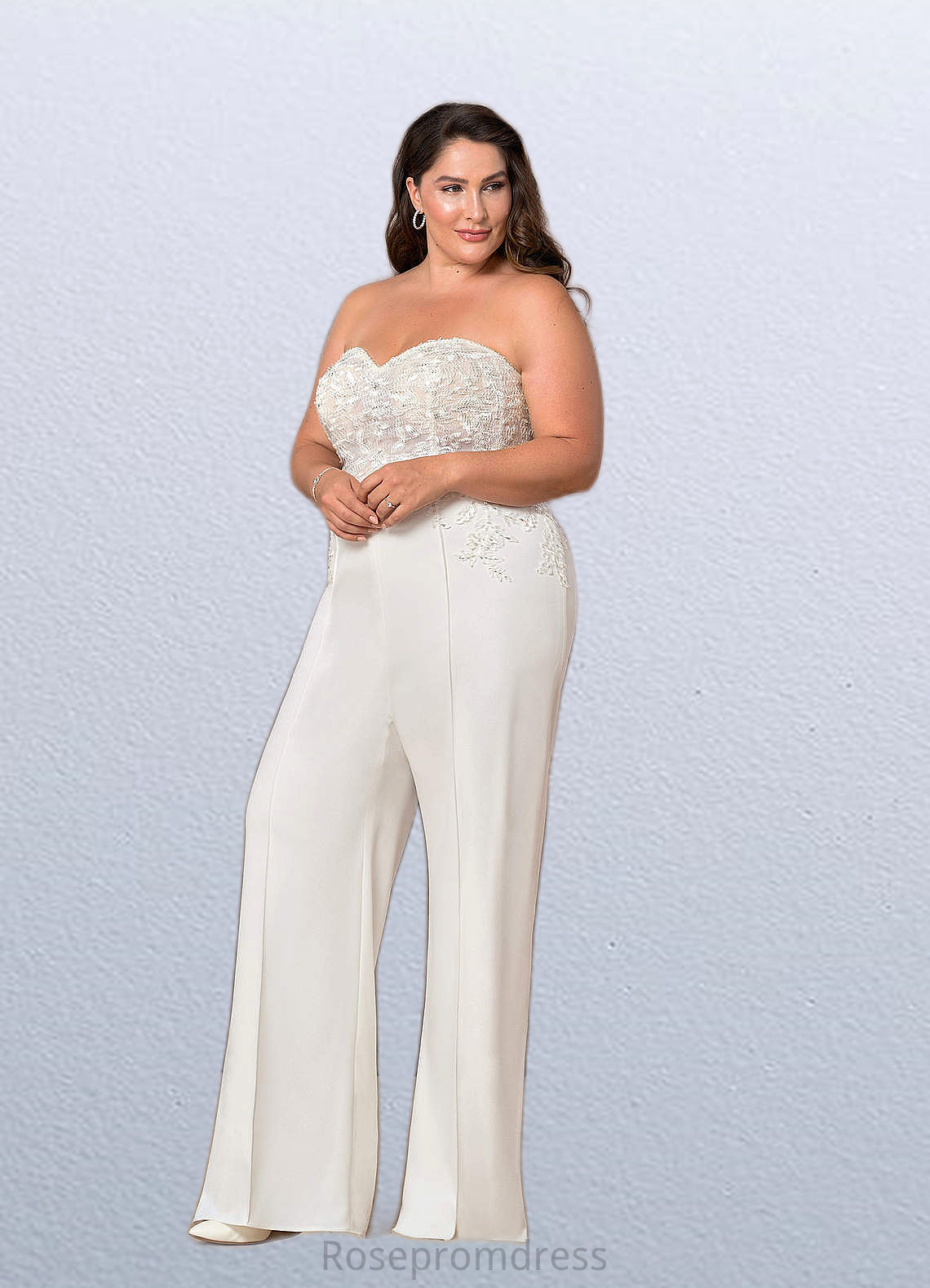 Elvira Sweetheart Neckline Lace Jumpsuit Diamond White/Champagne SRSP0020037