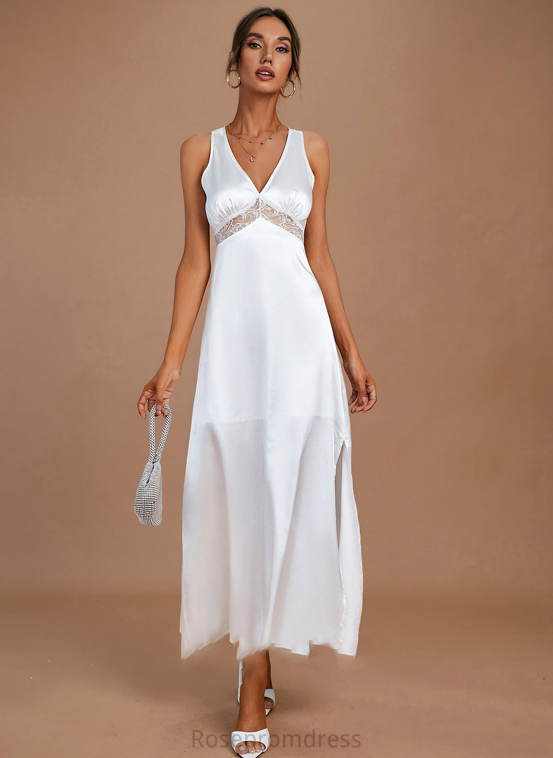 Dress V-neck Ankle-Length Isabel Wedding Wedding Dresses Sheath/Column