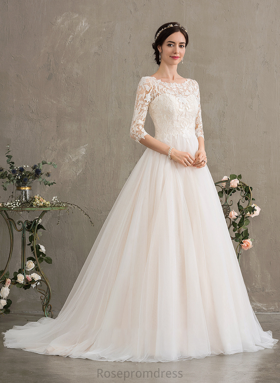 Ball-Gown/Princess Dress Neck Wedding Tulle Sequins Wedding Dresses Train With Scoop Court Lillie