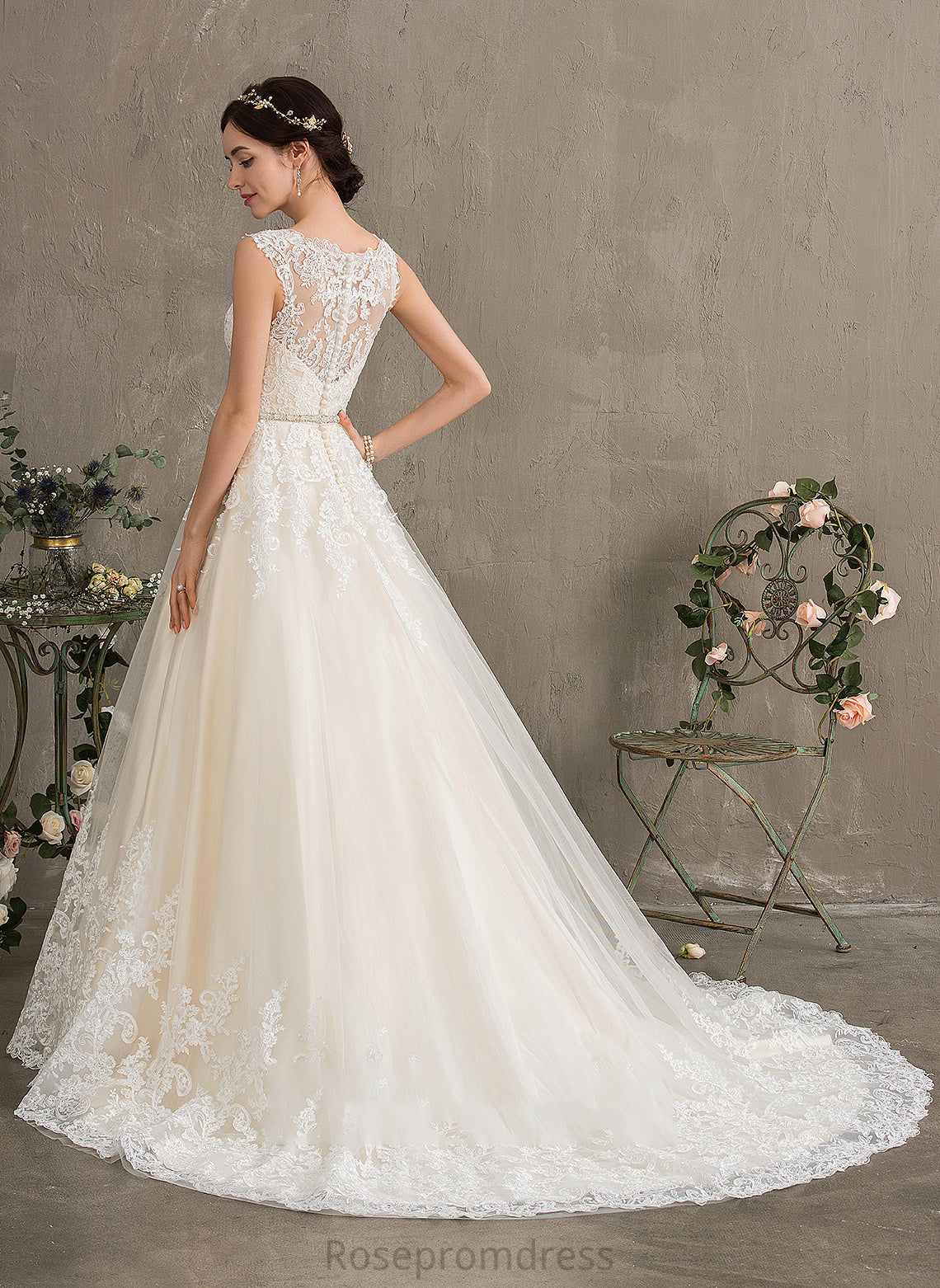 Sequins Wedding Dresses Tulle Wedding Ball-Gown/Princess Dress Harper Train Sweetheart Court With Beading