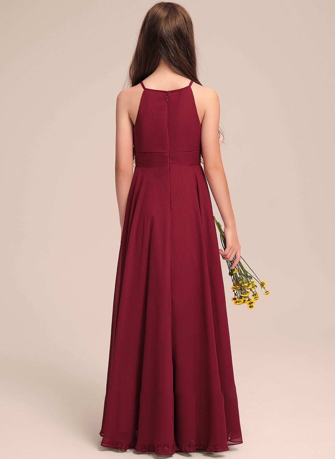 Scoop Neck Carla Floor-Length Junior Bridesmaid Dresses A-Line Chiffon