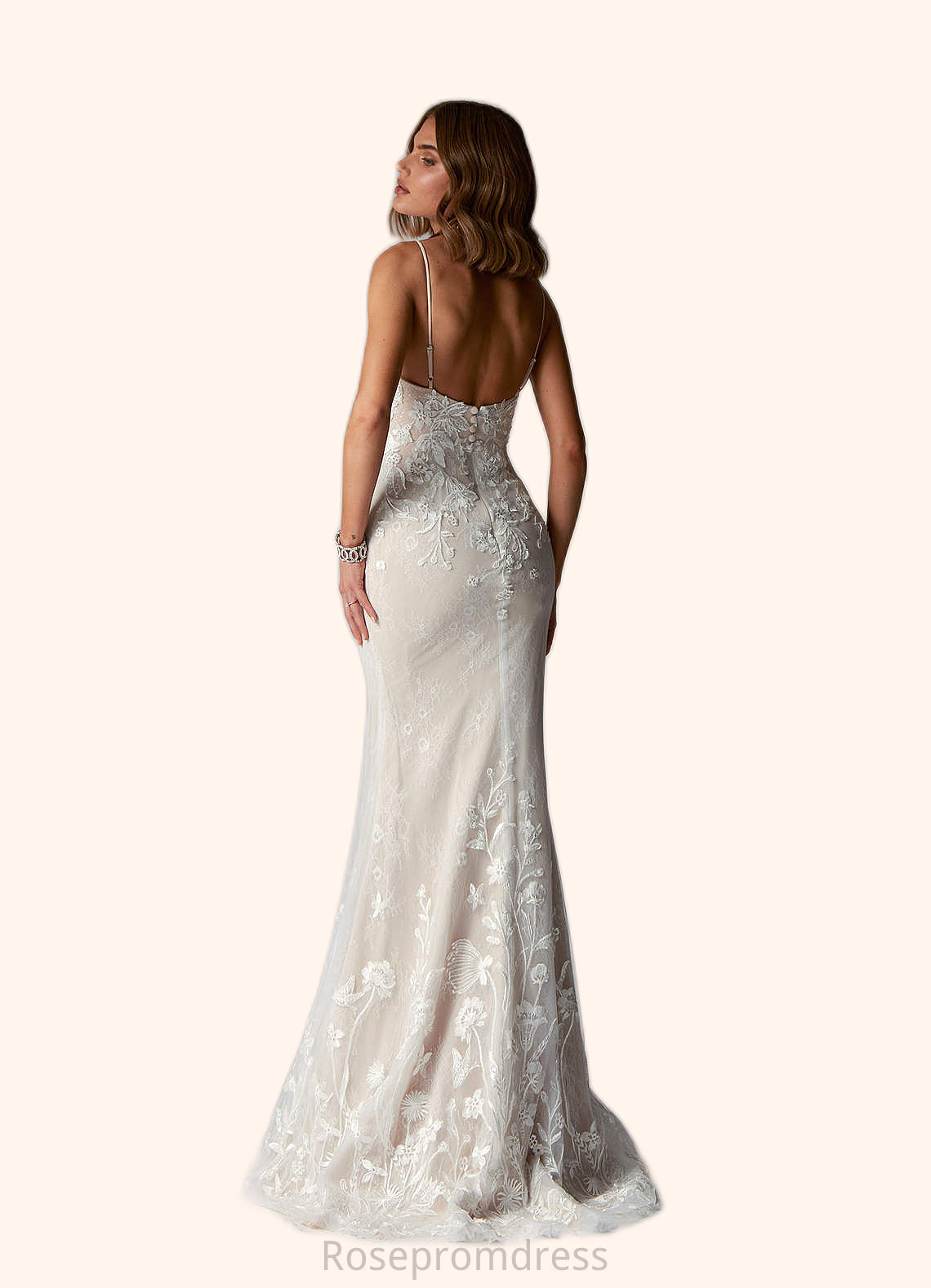 Lily A-Line Sequins Lace Chapel Train Dress SRSP0020082