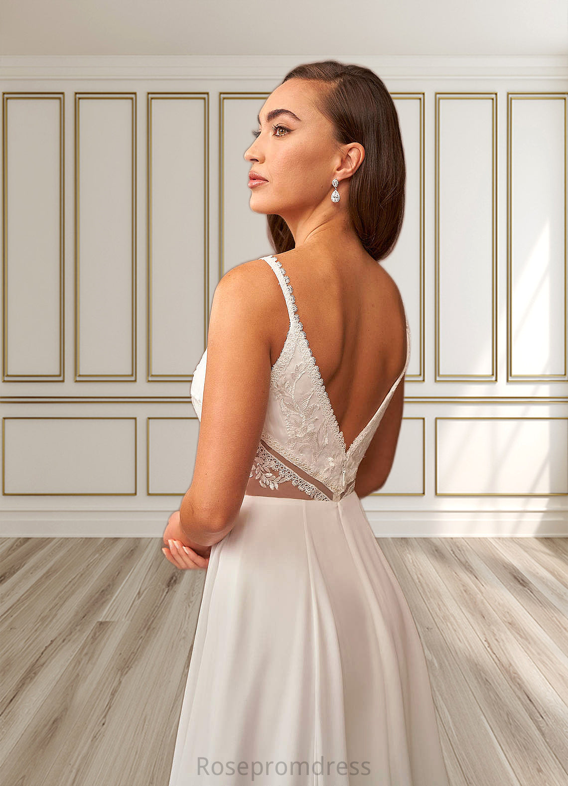 Amy A-Line Sequins Chiffon Chapel Train Dress SRSP0020120