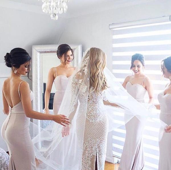 Spaghetti Straps Sweetheart Backless Sleeveless Mermaid Popular Bridesmaid Dresses RS514