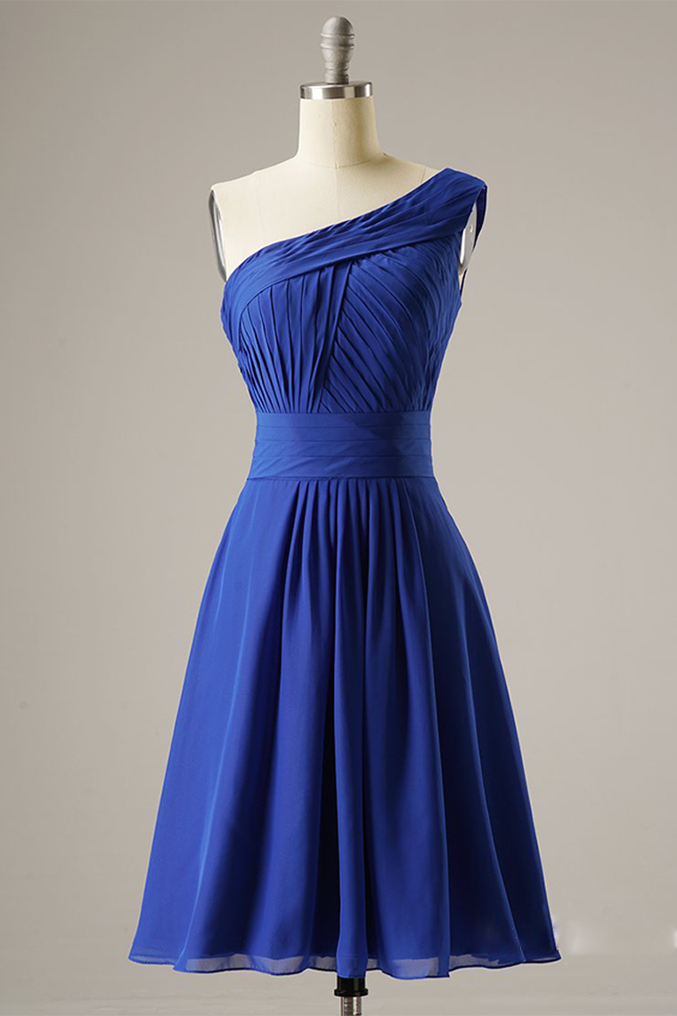 One Shoulder Pleats Short Prom Ivy Homecoming Dresses Dress