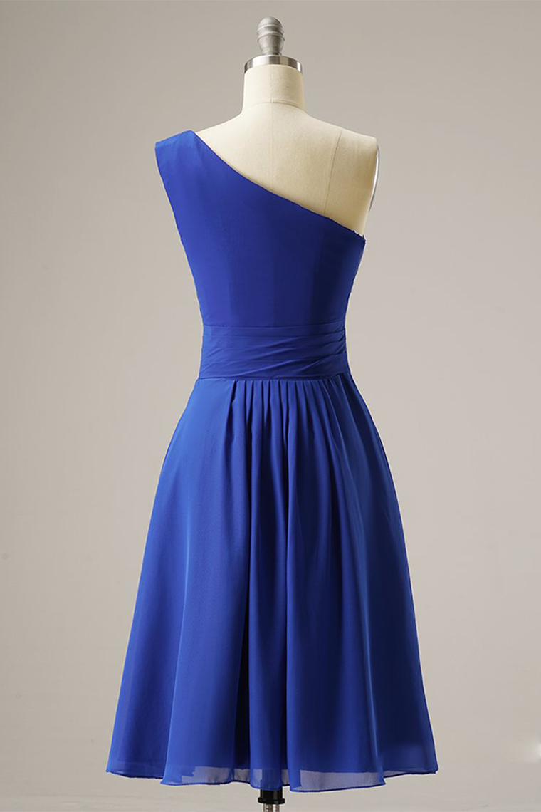 One Shoulder Pleats Short Prom Ivy Homecoming Dresses Dress