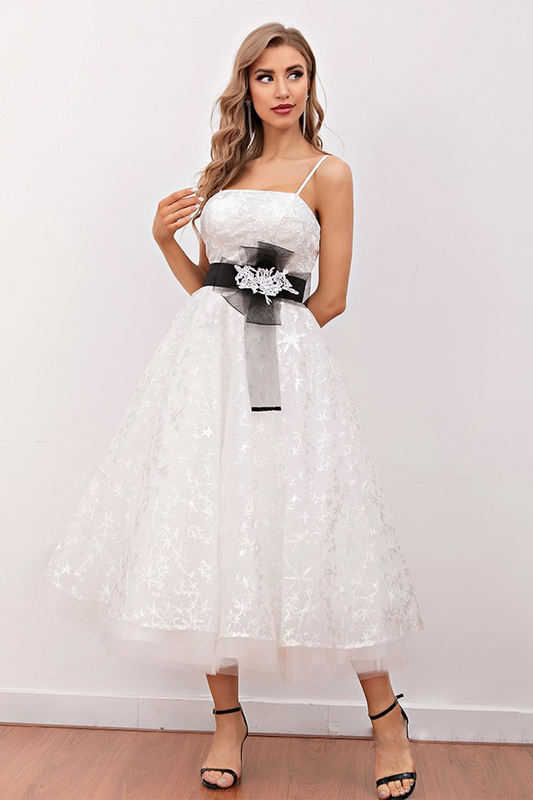 Taniyah Homecoming Dresses Lace White Midi Prom Dress