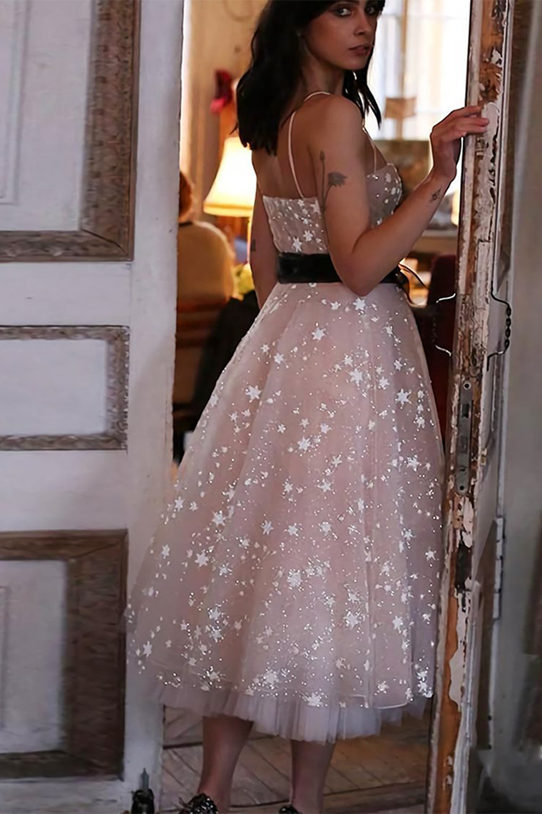 A-Line/Princess Sleeveless Homecoming Dresses Gracie Satin Halter Sweep/Brush Train Ruffles Dresses