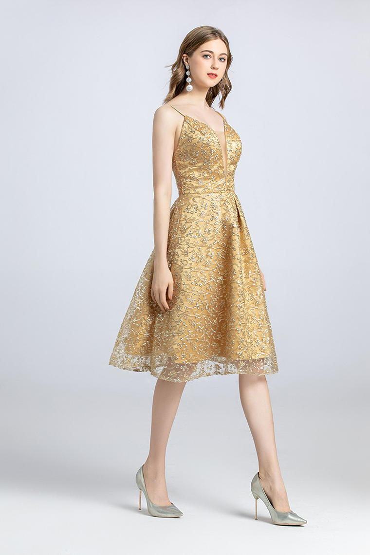 A-Line Spaghetti Straps Lace Homecoming Dresses Tori Open Back