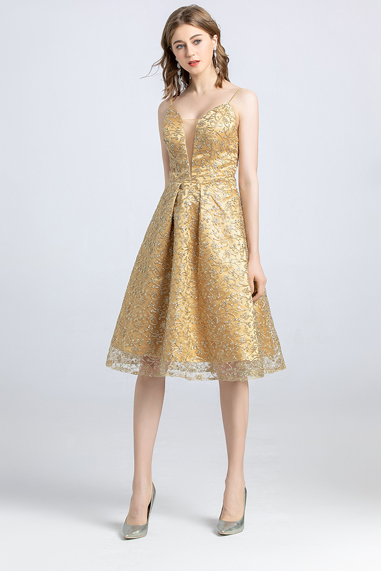 A-Line Spaghetti Straps Lace Homecoming Dresses Tori Open Back